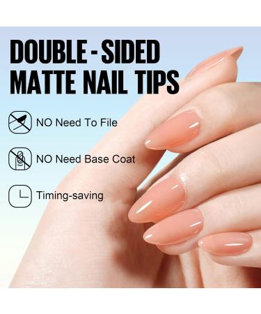 TOMICCA Short Almond Nail Tips 180PCS Soft Gel Nails 3-in-1 Matte Full Coverage in Nude - 15 Sizes for Nail Art Extensions - Buy Online on GoSupps.com