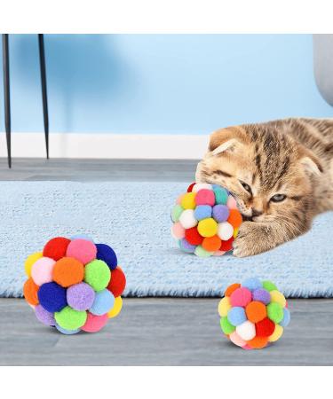 Cat Toy Balls with Bell - Colorful Soft Fuzzy Balls for Indoor Cats and Kittens - Interactive Chewing Toys - 3 Pack - Buy Online on GoSupps.com
