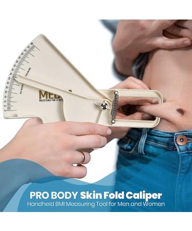 Pro Body Skin Caliper - Handheld BMI Measuring Tool for Accurate Fat Measurement | Fitness and Weight Loss Monitoring Tool for Men and Women | Includes Instructions and Body Fat Chart - White - Buy Online on GoSupps.com