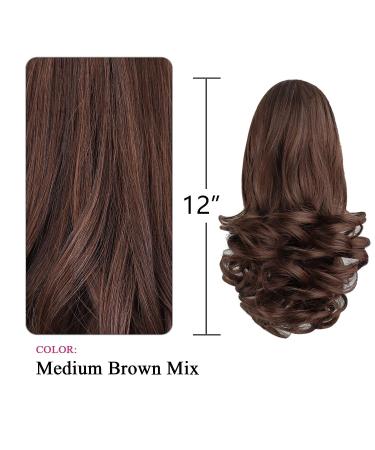 12in Curly Brown Ponytail Extension Claw Clip - Synthetic Fake Hair Extensions - Fluffy & Tangle-Free - Medium Brown Mix - 3.8 OZ - SYXLCYGG - Buy Online on GoSupps.com