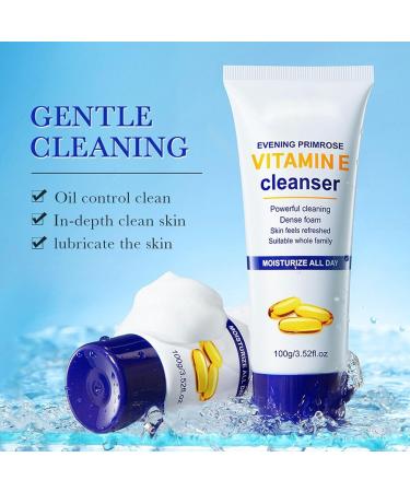 Vitamin E Face Routine Set for Women | Evening Primrose Skin Care | Moisturizing Toner Serum Creams & Cleanser - Buy Online on GoSupps.com