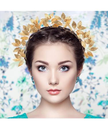 Minkissy Leaves Headband - Greek Goddess Costume Accessory for Weddings Pageants & Birthdays | Golden Luxury Hairpiece - Buy Online on GoSupps.com