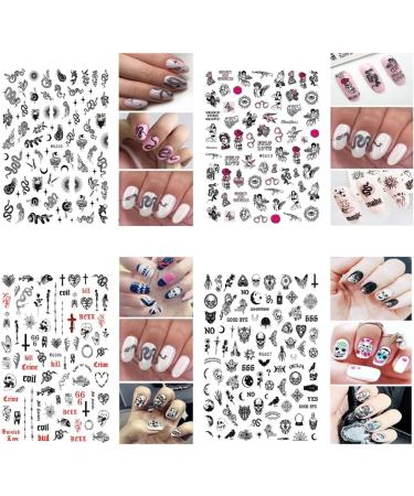 Dark Skull Heart Cupid Angel Lips Ghost Nail Art Stickers - 3D Self Adhesive Decals for Acrylic Nails (6 Sheets) - Buy Online on GoSupps.com