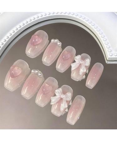 Handworn nail patch Short powder blusher bow nail patch detachable(S) - Buy Online on GoSupps.com
