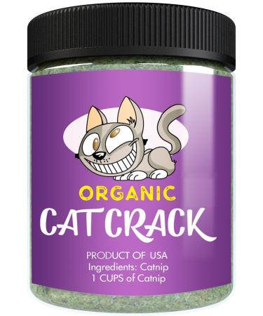 Cat Crack Organic Catnip, Premium Safe Nip Blend, Infused with Maximum Potency Your Kitty Will be Sure to Go Crazy for 1 Cup