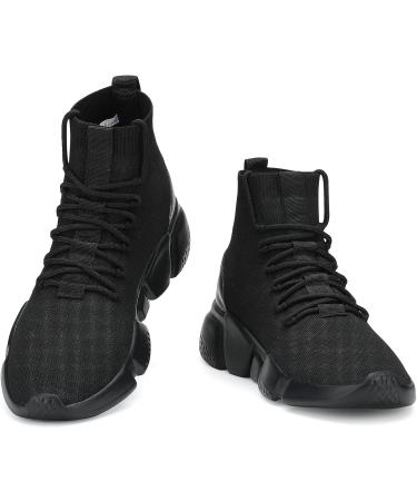 Santiro Men's Breathable Knit Slip On Sneakers - Size 10, All Black - Buy Online on GoSupps.com