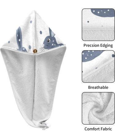 Rabbit Spot Hair Towel 2 Pack | Super Absorbent Quick Dry Hair Turbans for Women & Girls | Perfect Head Towel with Button Twisty Wrap - Buy Online on GoSupps.com