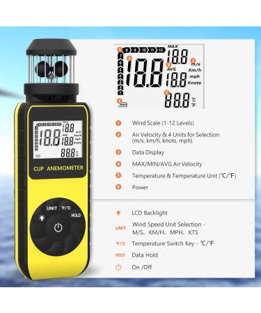 High Accuracy Surlaba Digital Wind Meter - XF-881M Cup Anemometer for Sailing Surfing & Drones | Max/Average Wind Speed & Temperature Measurement - Buy Online on GoSupps.com