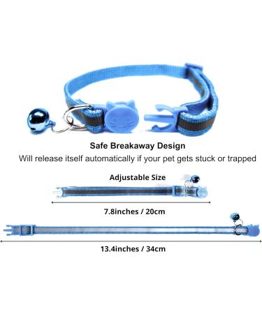 Nearasu 12 Pack Cat Collars Reflective Safety Quick Release Buckle Cat Collar for Cat Kitten Pet Breakaway With Bell Adjustable Large Hi Vis 20-34cm For All Domestic Cats Male Female (Multi-colored) - Buy Online on GoSupps.com