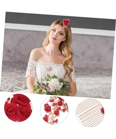 DOITOOL Red Rose Hair Clip Wedding Headpiece Hair Pin Hair Claw Clips for Women Flower Hair Clips Flower Hair Accessories Women Hair Accessories Bridal Headdress Comb Bride Chinese Style - Buy Online on GoSupps.com