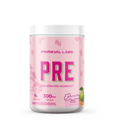 Primeval Labs PRE High-Stim Pre Workout | Energy Focus & Performance Formula | 300mg Caffeine | 40 Servings | Guayaba | Authentic Latino-Inspired Flavor to Fuel Your Journey Guayaba 14.18 Ounce (Pack of 1)