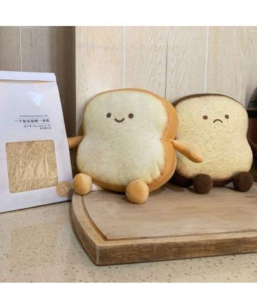 Sliced Bread Plush Pillow - Soft Toast Bread Sofa Cushion Toy - 7In Happy Expression - Gift for Kids & Adults - Buy Online on GoSupps.com