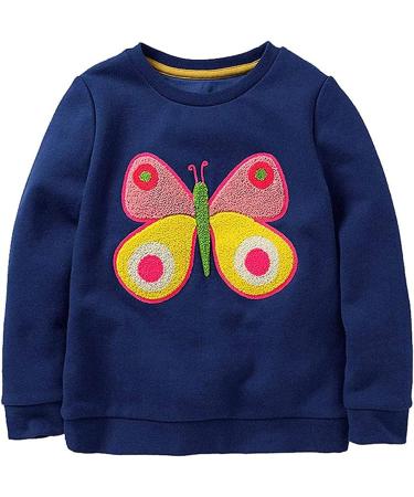 Girls Cotton Sweatshirt | Long Sleeve Pullover for Toddler | 3-4 Years | Blue - Buy Online on GoSupps.com