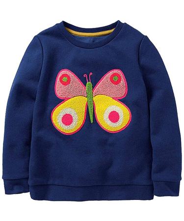 Girls Sweatshirt for Kids Cotton Top Casual Jumper Girl T Shirt Toddler Clothes Long Sleeve Pullover Age 1-12 Years 7-8 Years 02 Blue