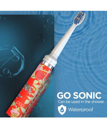 Shop Pop Sonic Electric Toothbrush - Red Floral Travel Brush for Kids | 2 Speed 15 000-30 000 Strokes/Minute | Buy Internationally Online - Buy Online on GoSupps.com