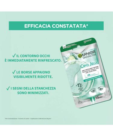  Garnier Garnier SkinActive Cryo Jelly Anti-Fatigue Fabric Eye Mask Biodegradable Hyaluronic Acid Ice Cream Against Dark Circles Vegan Formula - 5 Packs of 1 Application - Buy Online on GoSupps.com