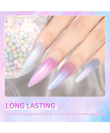 SUPWEE Pearl Gel Nail Polish Shimmer Mermaid Gel Polish White Pink Purple Blue Glitter Nail Polish Nail Gel Set Shell Swirl Thread Effect Soak Off UV Gel for Salon Home Manicure 6 Colors LW134 - Buy Online on GoSupps.com