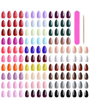 Kalolary artificial nails 720 pieces short stiletto 30 colors artificial nails almond full cover with file & nail pencil for women girls single -colored set for artificial nails in the salon too - Buy Online on GoSupps.com