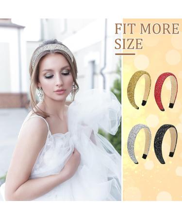 4-Piece Rhinestone Crystal Headband Set - Handmade Bling Hairbands for Women & Girls in Black, White, Red, Gold - Buy Online on GoSupps.com