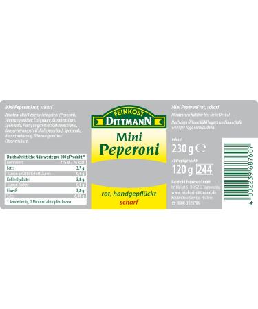 Feinkost Dittmann Baby Red Peppers - Hand-Picked Hot Peppers Pack of 6 (6 x 230g) - International Shipping - Buy Online on GoSupps.com