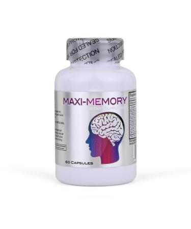 Nu-Health Maxi Memory Brain Supplement | with Ginkgo Biloba Gotu Kola Choline Lecithin Amino Acids & DHA | Supports Memory Focus Alertness & Cognitive Function | 60 Capsules