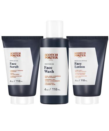 Scotch Porter Scotch Porter Men s Face Care Collection Exfoliate Cleanse & Restore & Moisturize & Defend Skin Includes Face Wash Facial Scrub & Face Lotion