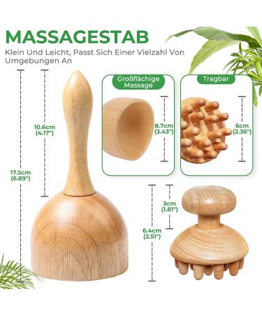 Premium Wood Fascia Roller & Massage Scooter for Muscle Relaxation | Anti-Cellulite Beech Gua Sha Tool - Buy Online on GoSupps.com