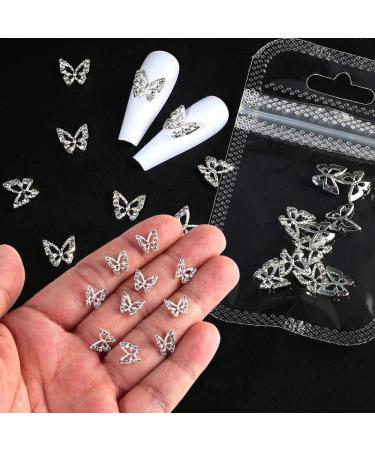 3D Alloy Butterfly Nail Charms - 10pcs Shiny Crystal Metal Gems for Nails | DIY Manicure Jewelry Accessories - Buy Online on GoSupps.com