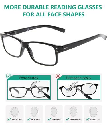 Eyekepper 5-Pack Classic Spring Hinge Reading Glasses - Black Sun Reading Glasses with 2.75 Diopters Transparent Lenses for Comfortable Vision - Buy Online on GoSupps.com