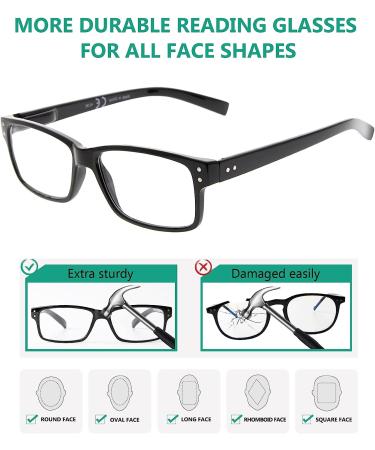 Eyekepper Men's Reading Glasses 5 Pack +2.00 Spring Hinges Classic Readers Black Frame Black-5pcs - Buy Online on GoSupps.com