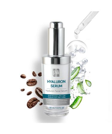 Pili Hyaluronic Serum | Concentrated Hyaluronic Acid Serum with Aloe Vera and Coffee extract | Best Anti- Aging Anti-Wrinkle formula for Face - Suero Concentrado de Acido Hialuronico| 1 oz