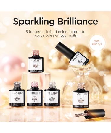 Modelones Glitter Gel Nail Polish - 6 Colors Sparkle Black Silver Gold Pink Gel Polish Set Soak Off UV Gel Nail Starter Kit Popular Nail Art DIY Salon Home Manicure Gifts - Buy Online on GoSupps.com