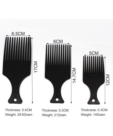 3 Pieces Afro Hair Pick Comb Smooth & Sturdy Wide Tooth Hair Pick Comb Plastic Hairdressing Styling Tool for Natural Curly Hair Style Black - Buy Online on GoSupps.com