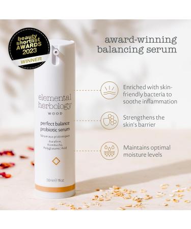 Elemental Herbology Perfect Balance Probiotic Facial Serum - Restoring Serum for Normal/Combination Skin with Kombucha Jojoba & Rosehip Oil | Vegan & Cruelty-Free - Buy Online on GoSupps.com