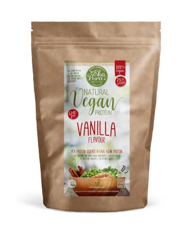 Ekopura Natural Vegan Protein Vanilla - 500g | 75% Protein | Free from Allergens Lactose GMOs and Soy | Plant-Based Protein | Perfect for Your Smoothies Cooking and Baking