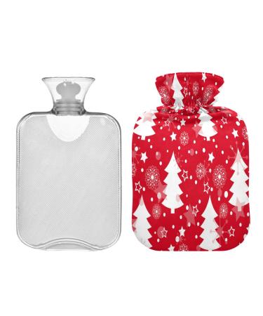 KCLDECI hot bottle with cover Christmas trees 2 l hot water bottle hot water bag for foot warmer pain relief heat and cold therapy cramps