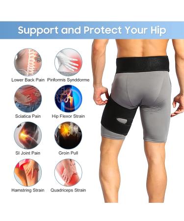 Adjustable Hip Support Neoprene Brace | Groin Wrap for Pulled Muscles | Thigh Compression Sleeve with Hip Strap | Sciatica Support for Men & Women | Non-Slip Design - Buy Online on GoSupps.com