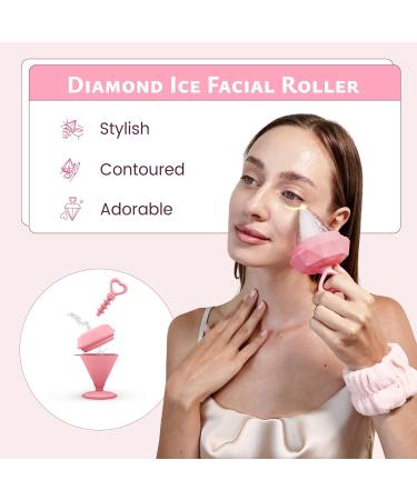 Rena Chris Diamond Ice Roller for Face - De-Puff Eye Bags & Massage Tool - Reusable Silicone Mold & Face Wash Wristband - Skin Care for Women (Pink - Buy Online on GoSupps.com