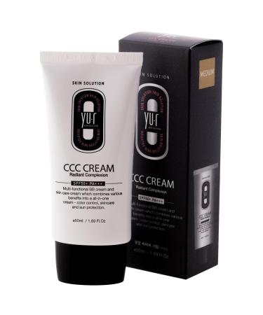 Yu.r CCC Cr me SPF50+ PA+++ Cr me 3 en 1 CC avec protection UV hydratation et coloration naturelle pour tous les types de peau 50 ml (moyen)