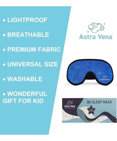 Kids Memory Foam 3D Contoured Sleep Mask - Blockout Light Eye Cover for Boys and Girls - Dark Blue - Buy Online on GoSupps.com