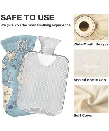 Vintage World Map Hot Water Bottle 2L | BAP Free Pain Relief & Compress - Ideal for Home & Travel - Buy Online on GoSupps.com