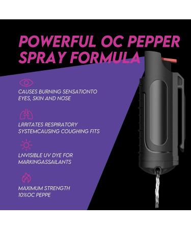 Aimhunter Max Strength OC Pepper Spray | Quick Release Finger Grip | 10ft Range | 25 Bursts | BLACK - Buy Online on GoSupps.com