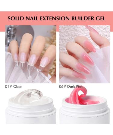 KYDA 2 Colors Nail Extension Solid Builder Gel Solid Non-stick Extension Gel for Nails Hard Builder Gel for Nail Art Design Premium Color Extend Gel for Beginners Nails(Clear and Dark Pink) - Buy Online on GoSupps.com