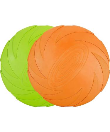Buy Vivifying Frisbee Dog - Set of 2 Natural Rubber 15 cm Dog Frisbees for Land & Water (Green + Orange) - International Shipping Available - Buy Online on GoSupps.com