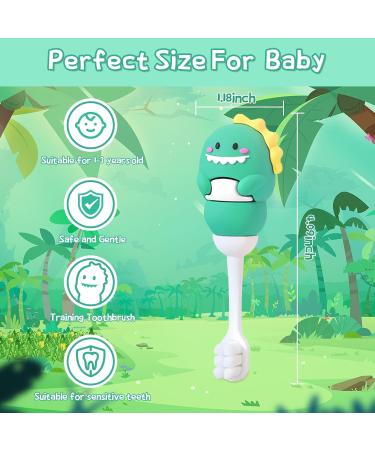 Toddler Toothbrush with Tongue Cleaner - Dinosaur-Shaped Baby Toothbrush for Kids 1+ Extra Soft Bristles & Ergonomic Grip BPA-Free Cruelty-Free - 1 Count Yellow - Buy Online on GoSupps.com