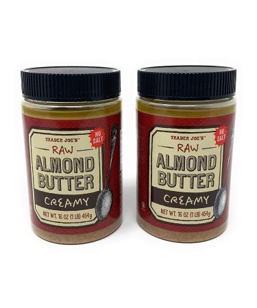 2 Packs Trader Joe's Almond Butter Raw Creamy Unsalted 16 Oz