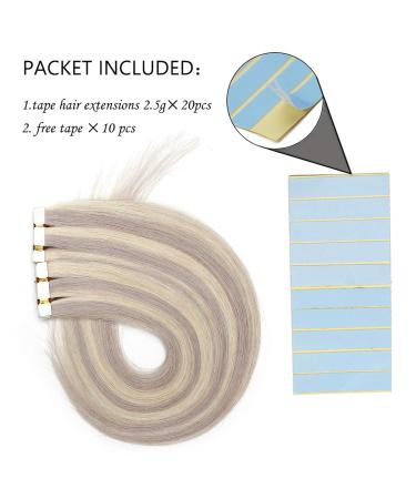 SEGO Tape in Hair Extensions - 20 Tressen 40g Remy Hair Platinum Blonde/Gray #60P - Includes 10 Free Tapes 12 (30cm) - Buy Online on GoSupps.com