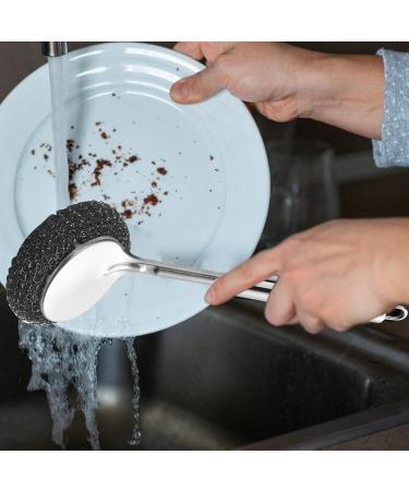 Metal Dishwashing Brush Stainless Steel Brush with Handle Reusable Scrubbing Scrubbing Pad Steel Wool for Cutlery Pots Stovetops Sinks - Buy Online on GoSupps.com