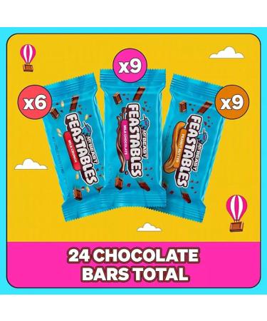 Mr Beast Feastables value pack of 24 Milk chocolate Milk crunch and Milk oeanut butter flavours 840g - Buy Online on GoSupps.com