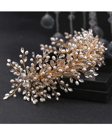 ZHENM Rhinestone Wedding Hair Band Bridal Headband - Golden | Wedding Hair Accessories for Brides - Buy Online on GoSupps.com